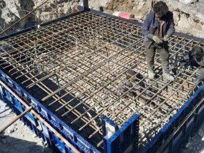 اجرای زیرسازی پایه‌های پل کابلی در ورودی کنارگذر شهید کسائی تبریز